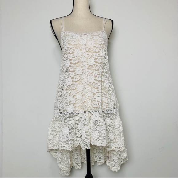Free People Dresses & Skirts - Rare Free People White Lace Strappy Slip Dress